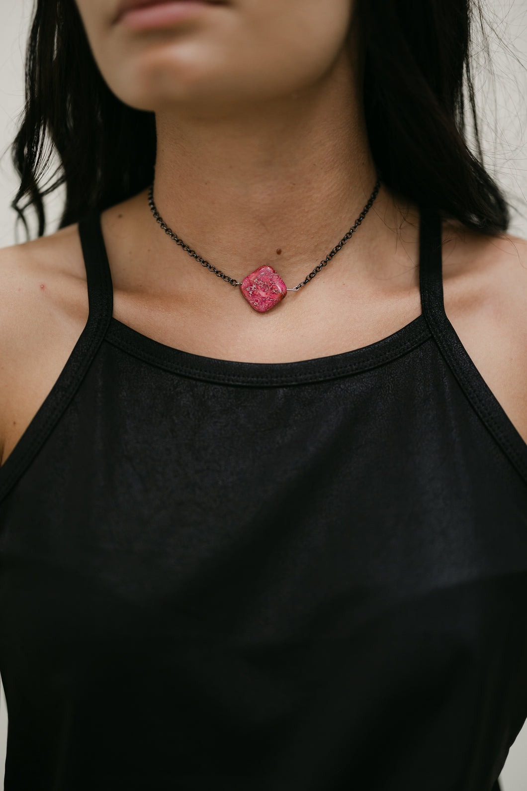 Pink Square Chain Necklace