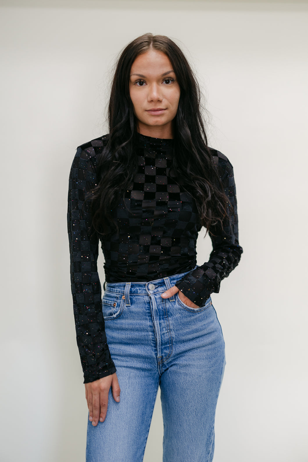 Cosmic Checkered Mesh Top