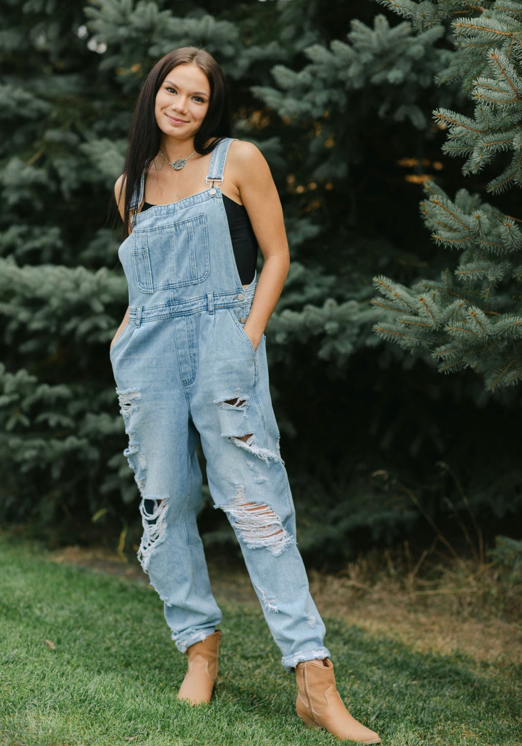 Oversized Distressed Overalls
